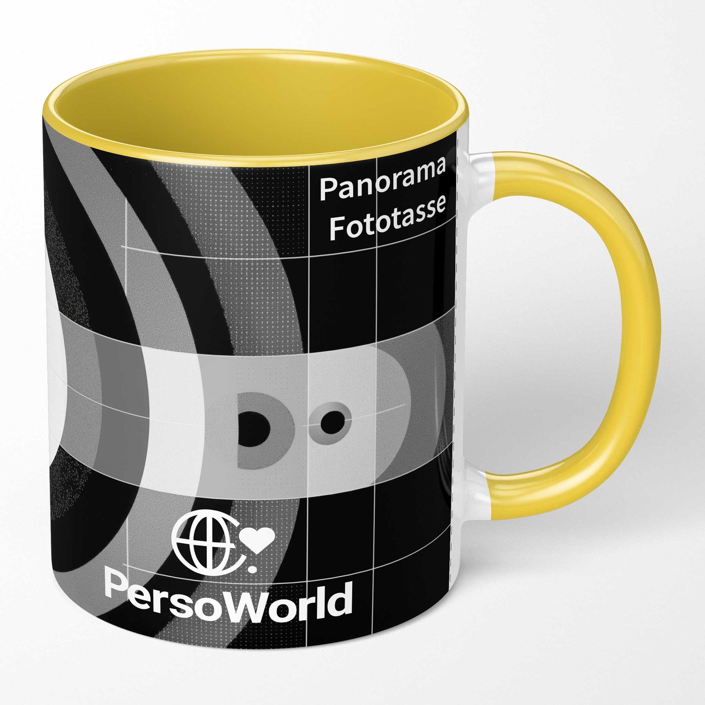 Farbige Panorama-Fototasse gestalten | Mit farbigem Henkel & Innenleben | Persoworld
