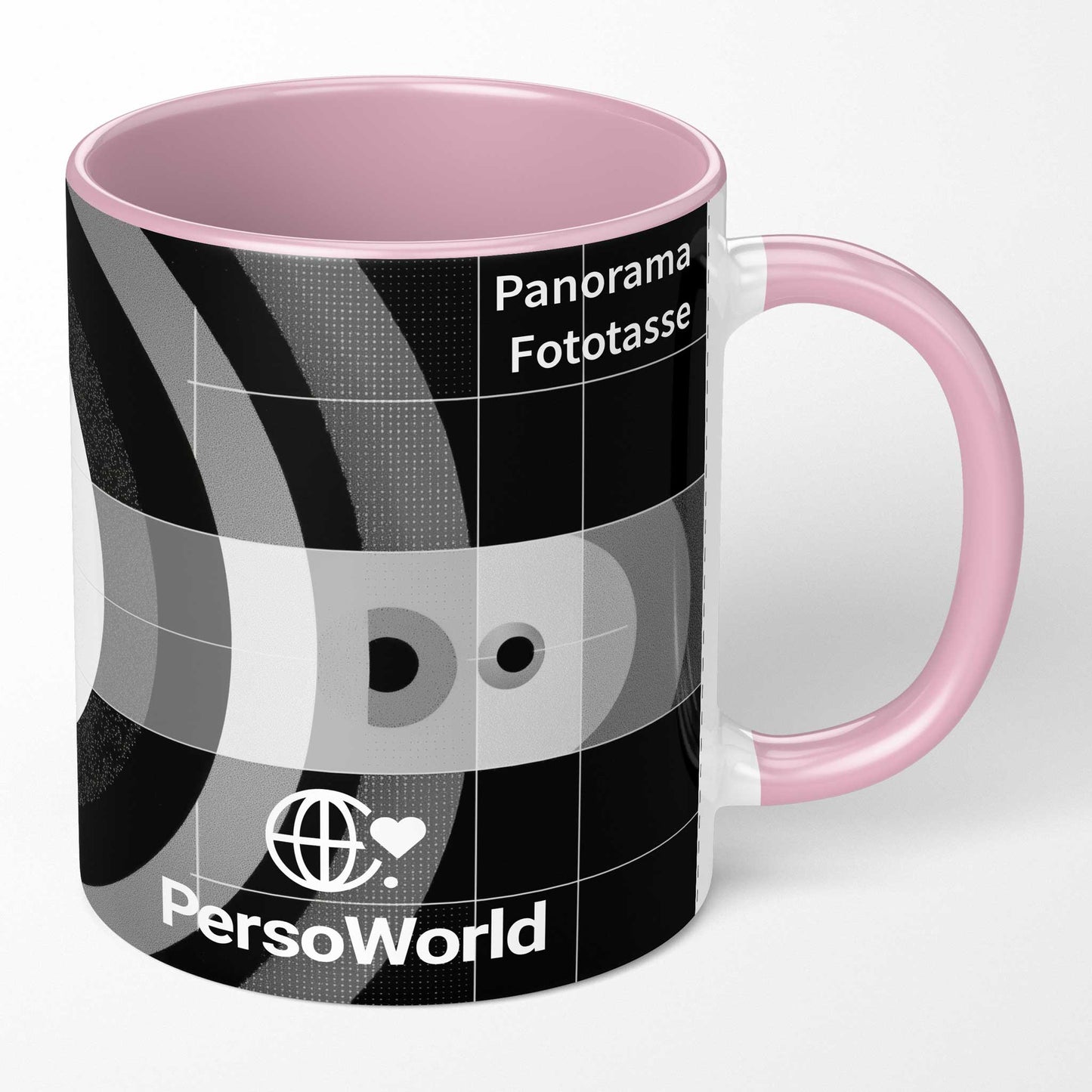 Farbige Panorama-Fototasse gestalten | Mit farbigem Henkel & Innenleben | Persoworld